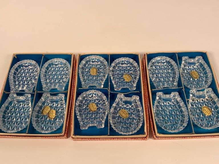 12 Bohemian Glass Salt Cellars in Original Boxes