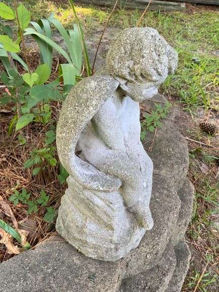 Concrete Angel Statue With Wing Detail