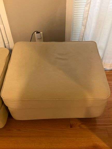 Tan Upholstered Square Ottomans