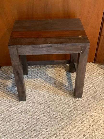 Small Wooden Side Table With Two-Tone Wood Design