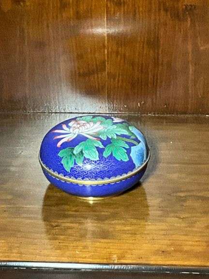 Cloisonné Enamel Lidded Box with Floral Design