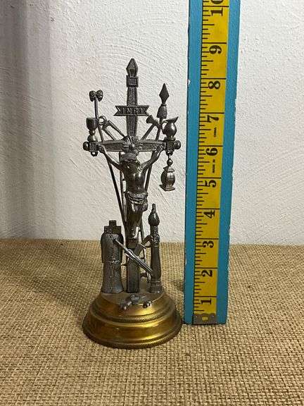 Arma Christi Religious Figurine with Crucifix and Passion Symbols