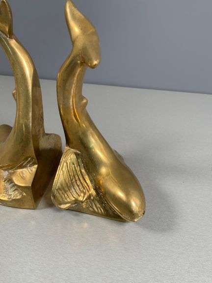 Brass Whale Bookends