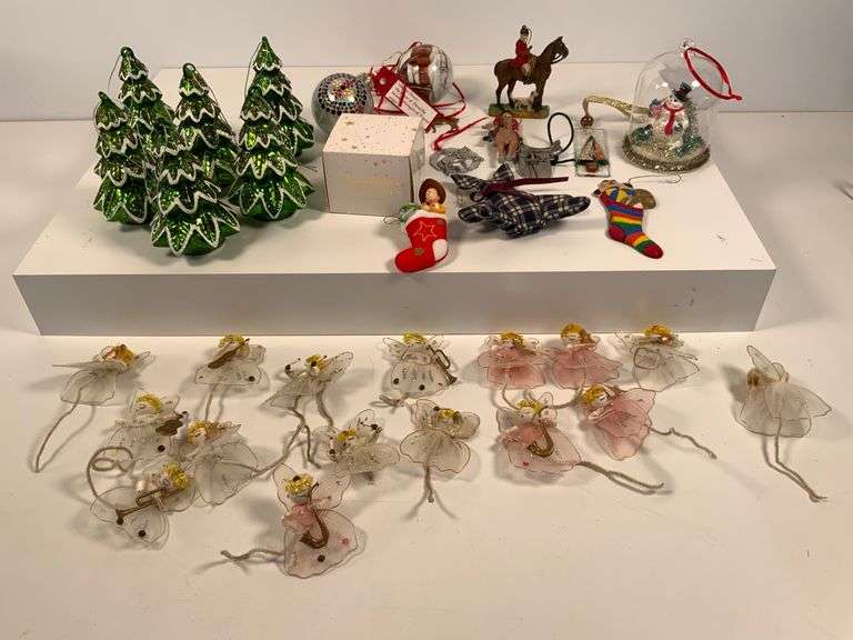 Christmas Tree Ornaments Including Glass Baubles and Figurines