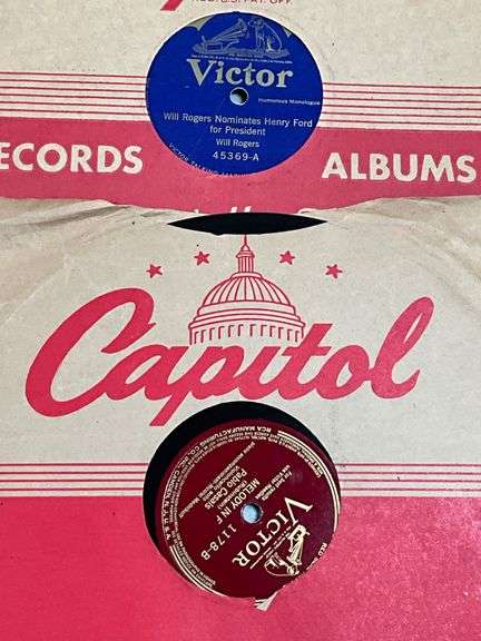 25 Vintage 78 RPM Vinyl Records With Protective Sleeves