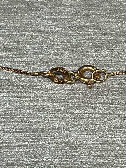 10ct Gold Pendant with Sapphire and Diamond on 14k Gold Chain