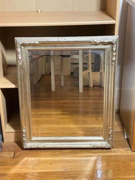 Decor Brand Silver-Tone Wooden Framed Mirror