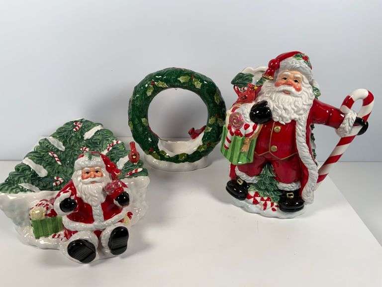 Ceramic Santa and Christmas Decor Set by Home Interiors