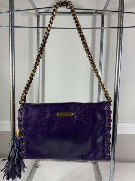 Rebecca Minkoff Purple Leather Shoulder Bag With Chain Strap