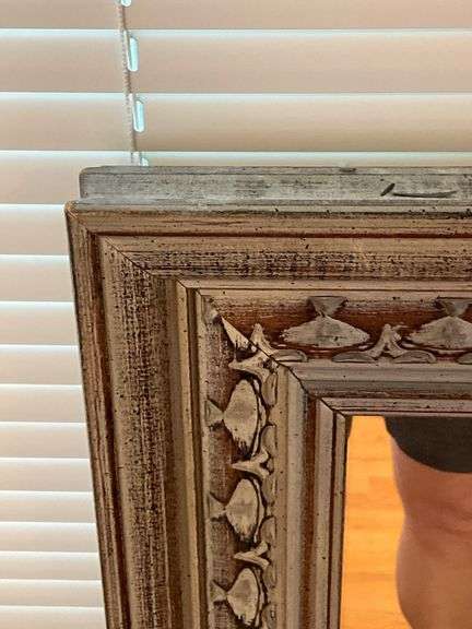 Rectangular Wall Mirror with Ornate Wooden Frame