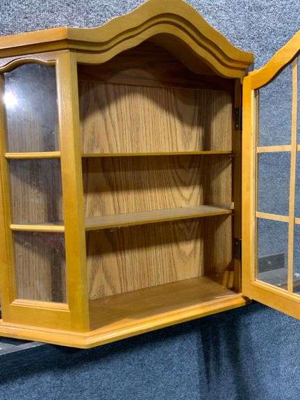 Wall-Mounted Wooden Display Cabinet with Glass-Paneled Door