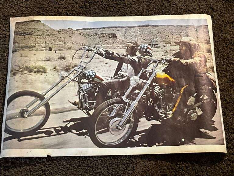 Vintage Easy Rider Motorcycle Poster, Approx. 24” x 34”