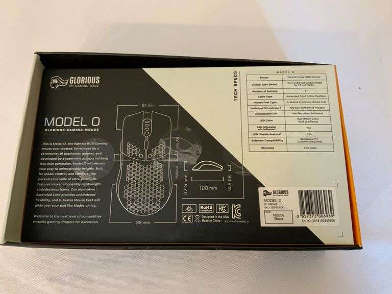 Glorious PC Gaming Race Model O Wired Gaming Mouse in Matte Black