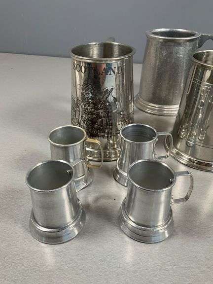 Pewter, Silver Toned Mugs, Salt Shakers, and Accessories