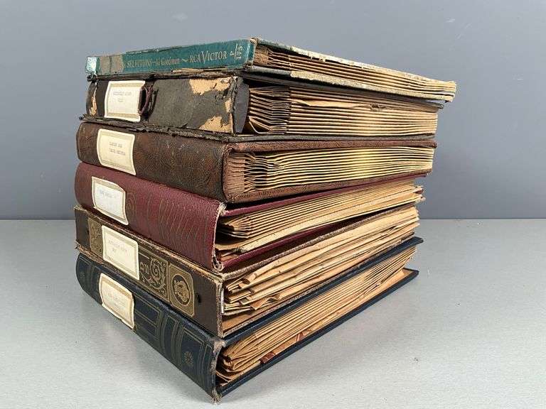 Six Vintage Record Albums with 78 RPM Records