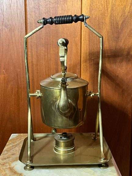 Brass Teapot with Warming Stand and Alcohol Burner