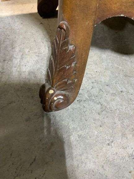 Carved Wood Secretary Desk with Painted Floral Details