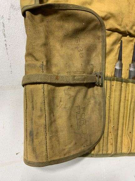 Canvas Tool Roll for Files with Assorted Metalwork Files
