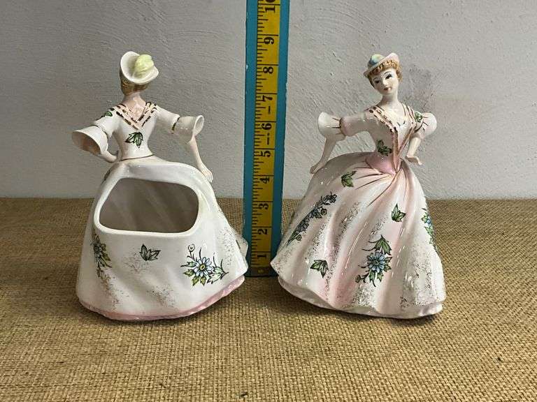 Napco Japan Ceramic Figurines – 8.5-Inch Floral Lady Planters