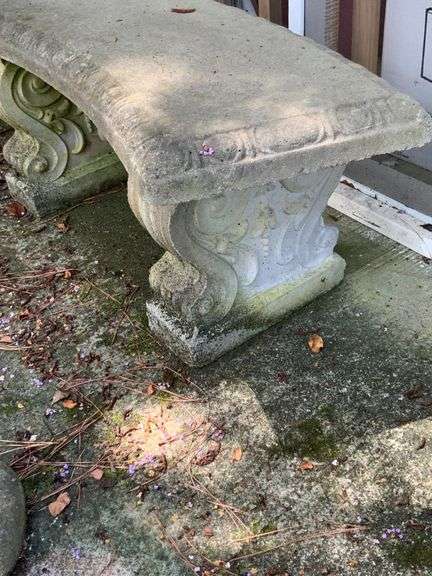 Concrete Bench with Ornamental Scrollwork Base