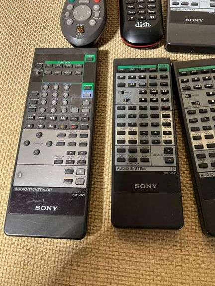 8 Assorted Remote Controls Including Sony, Dish Network, and Others