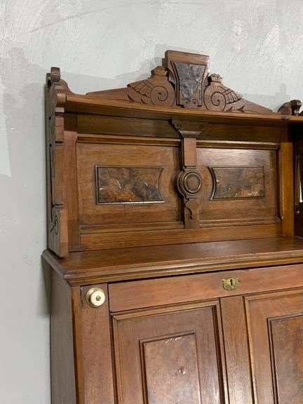 Tall Wood Secretary Desk With Keyed Locks, Pre Civil War