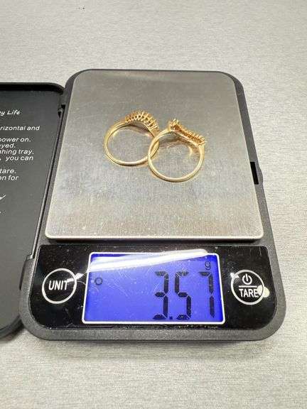 14K Yellow Gold Rings With 1/10 Ct Diamond Accents per Band