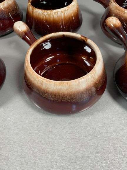 8 McCoy Stoneware Soup Bowls With Handles