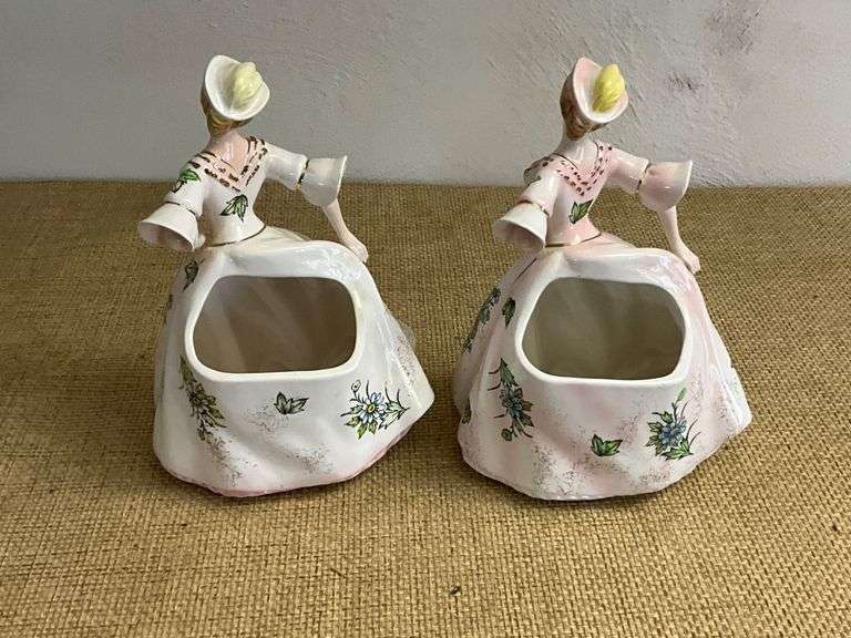 Napco Japan Ceramic Figurines – 8.5-Inch Floral Lady Planters