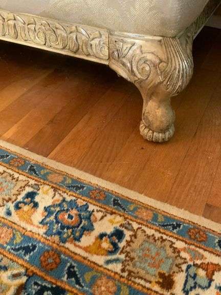 Chaise Lounge with Tufted Upholstery and Carved Wood Frame