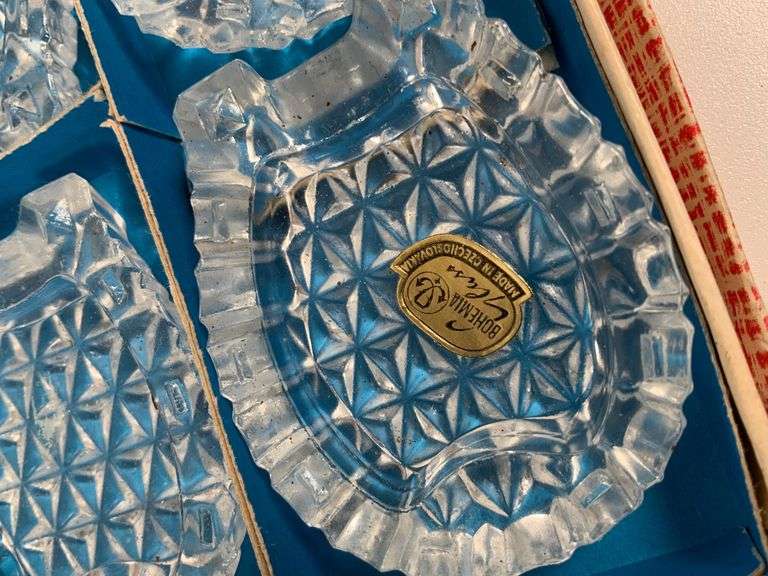 12 Bohemian Glass Salt Cellars in Original Boxes