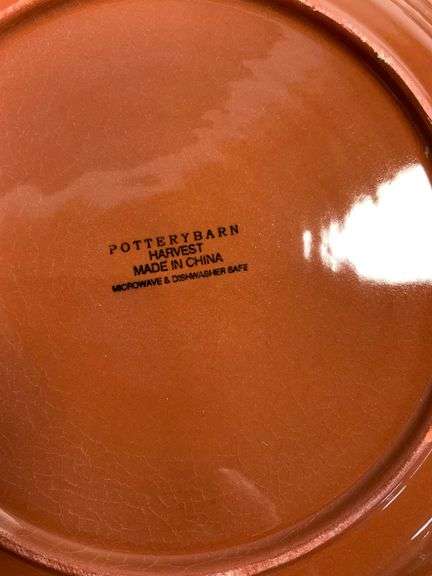 4 Pottery Barn Harvest Plates with Leaf Motif
