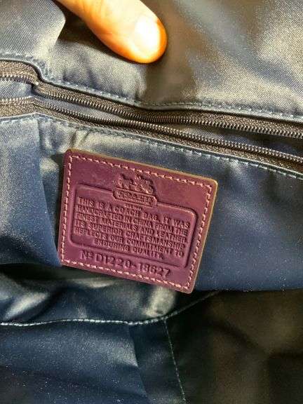 Coach Purple Patent Leather Tote Bag With Gold Hardware