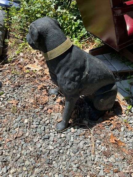 Black Outdoor Dog Statue, Approx. 28 Inches Tall by 32 Inches Long