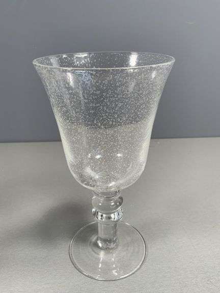 Four Clear Goblets with Bubble Detailing and Decorative Stems