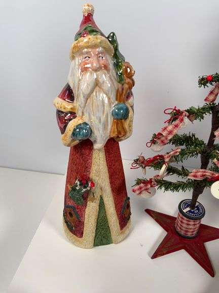 Holiday Decor Lot with Santa Figurines, S&P Shakers, and Textiles