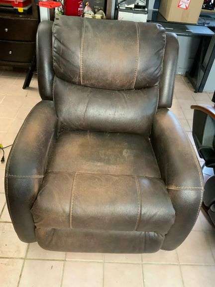 Brown Power Recliner Chair with Leather-Like Upholstery