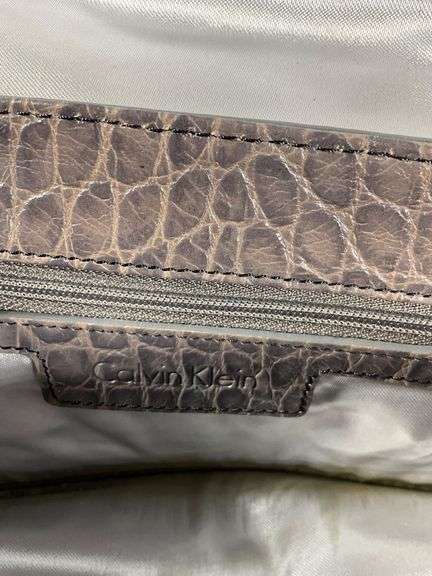 Calvin Klein Luxe Croco Smoke Gray Shoulder Bag