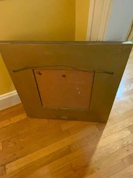 Italian Square Gilded Wooden Frame with Center Cut-Out, Genuine Gold Leaf