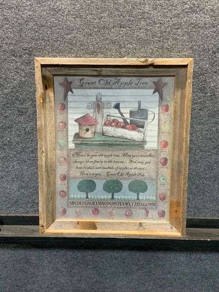 Framed Rustic Artwork Featuring ‘Great Old Apple Tree’ Motif