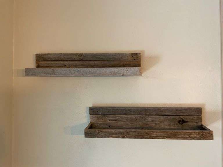 Rustic Barnwood Wall Shelves in Natural Wood Finish