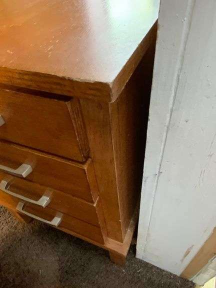 Three-Drawer Wooden Chest With Metallic Handles