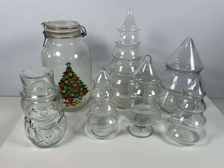 Glass Christmas-Themed Jars and Containers
