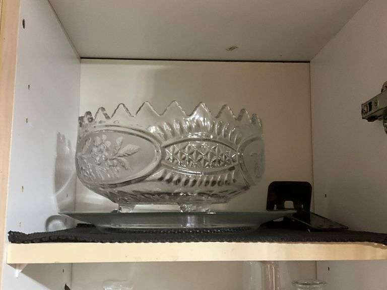 Clear and Etched Glass Tableware and Decorative Pieces