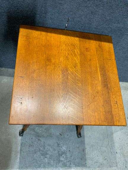 Wooden Side Table With Ornate Legs and Claw Feet