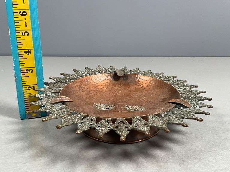 Copper and Metal Ashtray with Ornamental Detailing