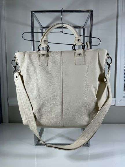 Nordstrom Cream Leather Tote Bag With Removable Strap