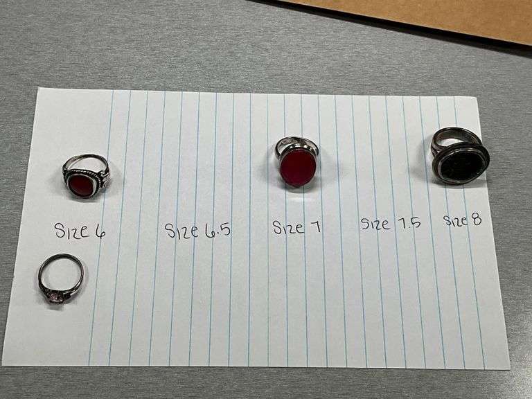 Four Sterling Silver Rings, Marked 925, Sizes 6, 7, and 8