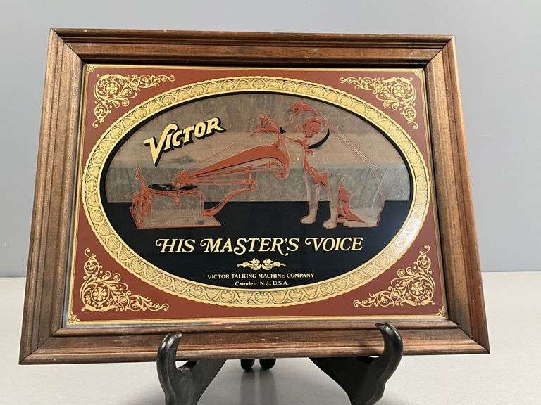 Victor ‘His Master’s Voice’ Framed Advertising Mirrored Sign