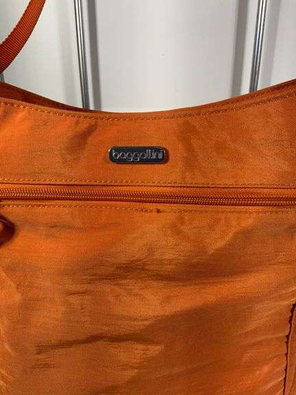 Baggallini Orange Nylon Shoulder Bag with Pink Interior